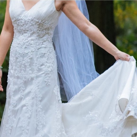Dresses & Skirts - LACE beaded ivory wedding dress gown train  4